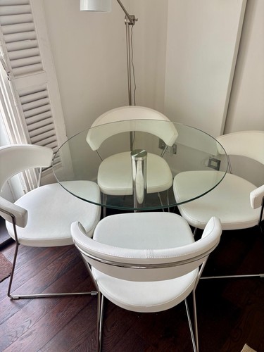 White faux leather dining - faux,