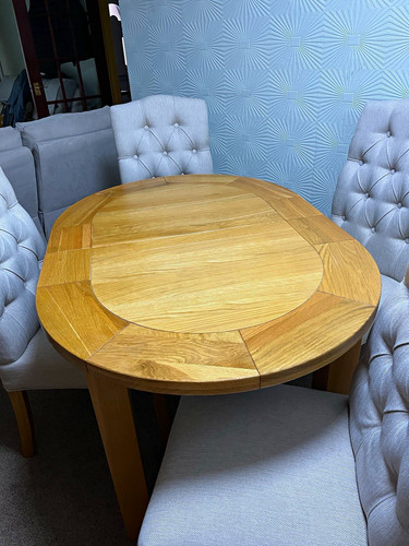 Round light wood dining - wood,