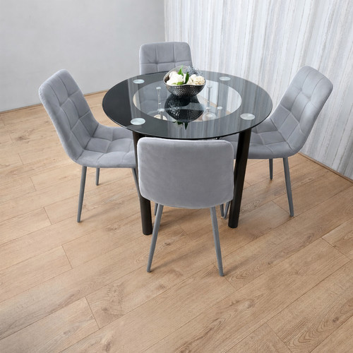 Round glass dining table set - glass,