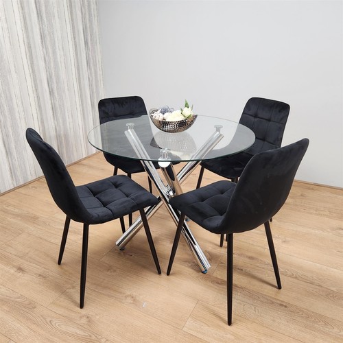 Round tempered glass dining - tempered,
