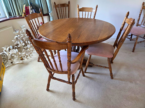 Round medium wood dining - medium, table