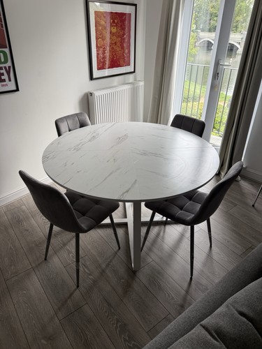 Round marble effect dining - marble,