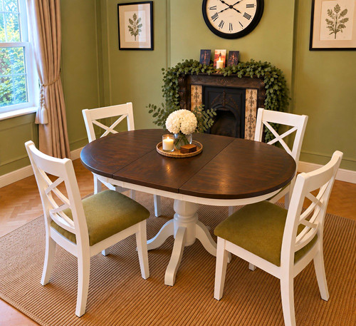 Round extending dining table - round,
