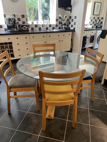 Round clear glass top dining - glass,