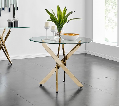 Novara gold round - gold, tempered