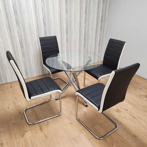 Round clear glass dining table - clear,