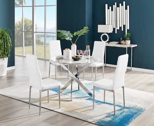 Novara white marble - marble, round