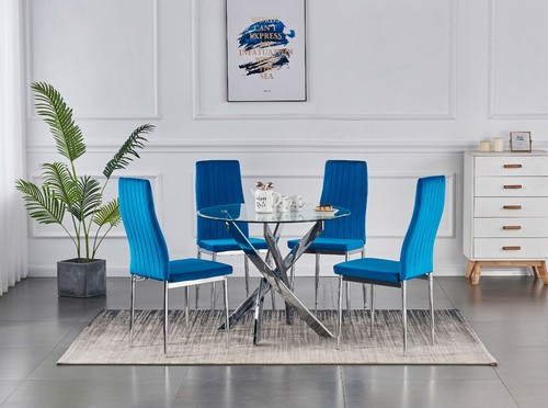 Dining table set round glass - dining,