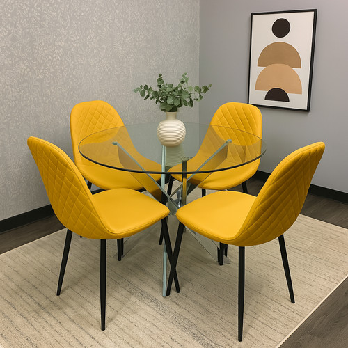Round glass dining table - glass,
