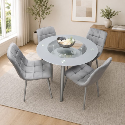 Grey round glass dining - grey,