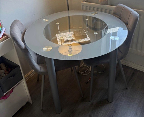 Round glass metal dining - glass, &