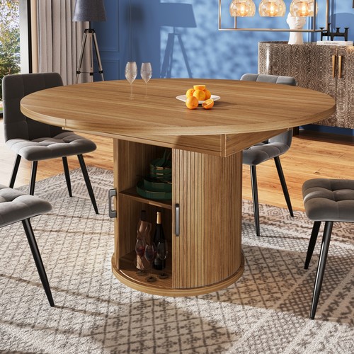 Extendable round dining table - round,