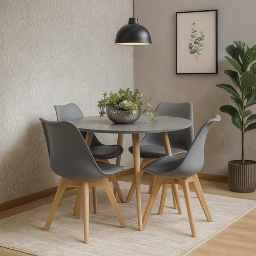 Dining table and chairs grey - dining,