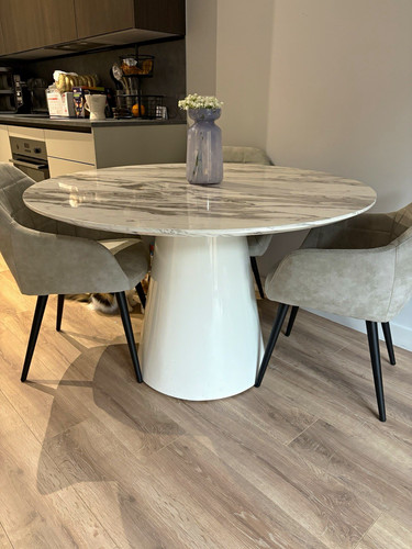 Round marble effect - effect, dining