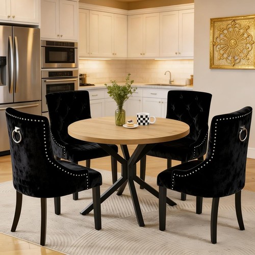 Round dining table and chairs - and,