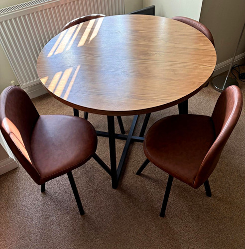 Round medium wood dining table - round,