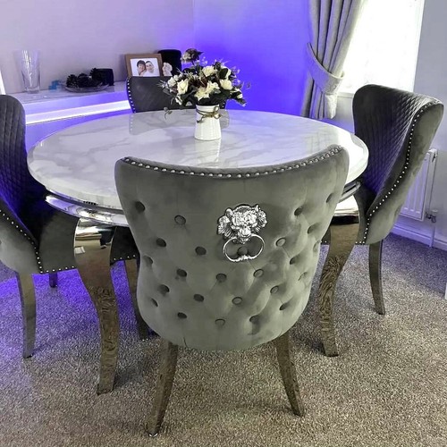 Marble dining table set 4 - table,