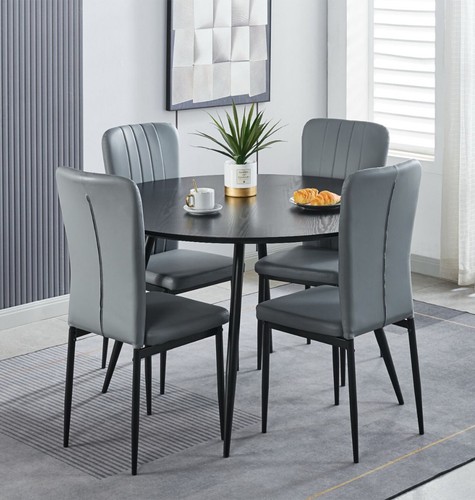 Dining set 120cm black round - set,,